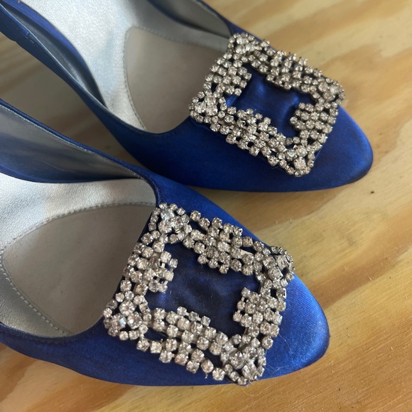 Blue Satin & Rhinestone Shoes, Size 37, Excellent Condition - Picture 2 of 6